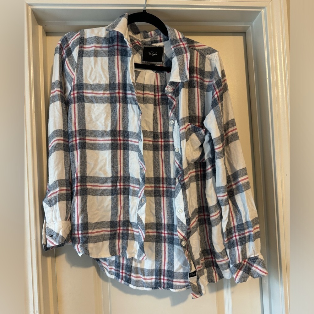 Rails Hunter Plaid Flannel Top Blue White Small